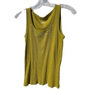 St. John’s Bay tank top size 5 green silver sequins